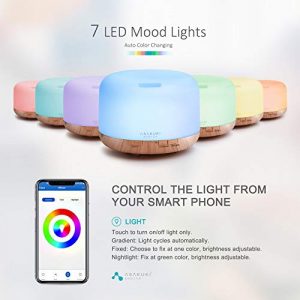 ASAKUKI Difusor de óleo essencial Wi-Fi inteligente, controle de aplicativo e voz compatível com Alexa