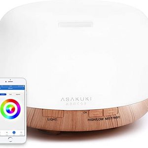 ASAKUKI Difusor de óleo essencial Wi-Fi inteligente, controle de aplicativo e voz compatível com Alexa